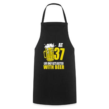 Men Beer Birthday Funny 37 Year Old Beer Lover - Cooking Apron - black - Front - AI Model Male 185 dark (185cm)