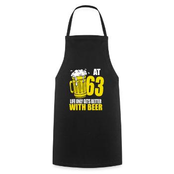 Men Beer Birthday Funny 63 Year Old Beer Lover - Cooking Apron - black - Front - AI Model Male 185 dark (185cm)