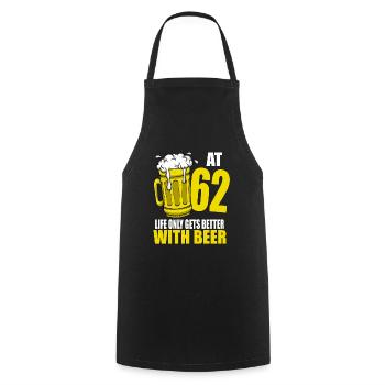 Men Beer Birthday Funny 62 Year Old Beer Lover - Cooking Apron - black - Front - AI Model Male 185 dark (185cm)