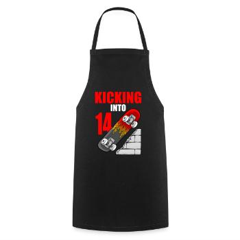 Skateboard Birthday For Boys 14th Birthday Skater - Cooking Apron - black - Front - AI Model Male 185 dark (185cm)