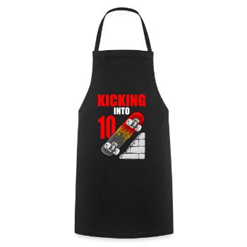 Skateboard Birthday For Boys 10th Birthday Skater - Cooking Apron - black - Front - AI Model Male 185 dark (185cm)