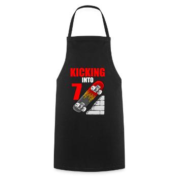 Skateboard Birthday For Boys 7th Birthday Skater - Cooking Apron - black - Front - AI Model Male 185 dark (185cm)