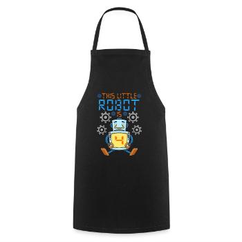 Robot Birthday Outfit Boy 4th Robot Birthday Party - Cooking Apron - black - Front - AI Model Male 185 dark (185cm)