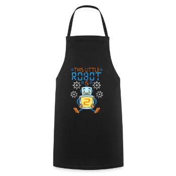 Robot Birthday Outfit Boy 2nd Robot Birthday Party - Cooking Apron - black - Front - AI Model Male 185 dark (185cm)