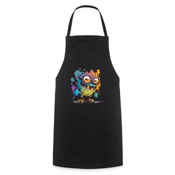 kleines freches Monster in Watersplash Farben - Kochschürze - Schwarz - Vorne - AI Model Male 185 dark (185cm)