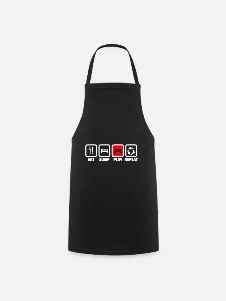 Manger, dormir, jouer, répéter, jouer - Tablier de cuisine - noir