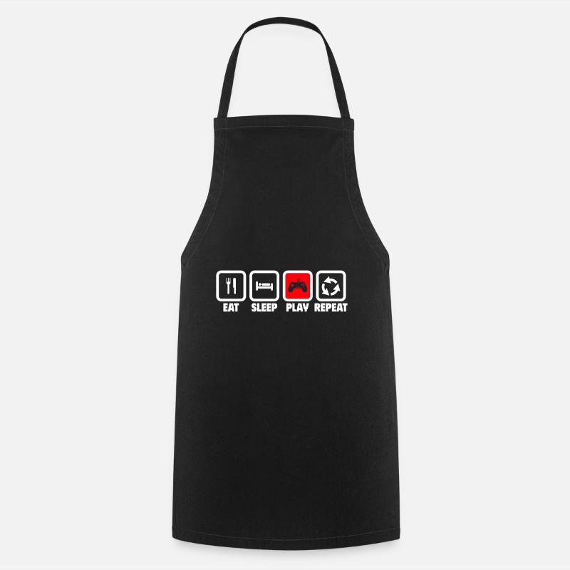 Manger, dormir, jouer, répéter, jouer - Tablier de cuisine - noir