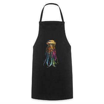Qualle bunt - Kochschürze - Schwarz - Vorne - AI Model Male 185 dark (185cm)