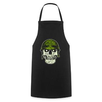Skull Schädel Totenkopf Helm Militär Armee - Kochschürze - Schwarz - Vorne - AI Model Male 185 dark (185cm)