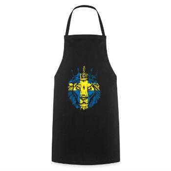 Drapeau de la Suède avec lion - Tablier de cuisine - noir - Devant - AI Model Male 185 dark (185cm)