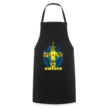 Drapeau de la Suède lion - Tablier de cuisine - noir - Devant - AI Model Male 185 dark (185cm)