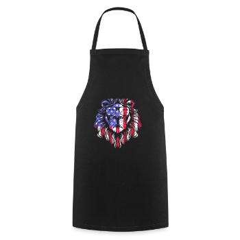 USA Amerika Flagge Löwe - Kochschürze - Schwarz - Vorne - AI Model Male 185 dark (185cm)