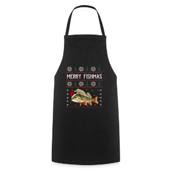 Merry Fishmas Anglershirt Rotbarsch Weihnachten - Kochschürze - Schwarz - Vorne - AI Model Male 185 dark (185cm)