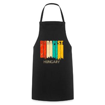 Budapest Hungary - Cooking Apron - black - Front - AI Model Male 185 dark (185cm)