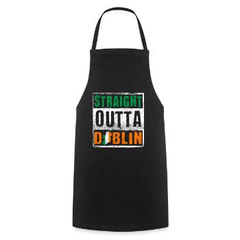 Straight Outta Dublin - Cooking Apron - black - Front - AI Model Male 185 dark (185cm)