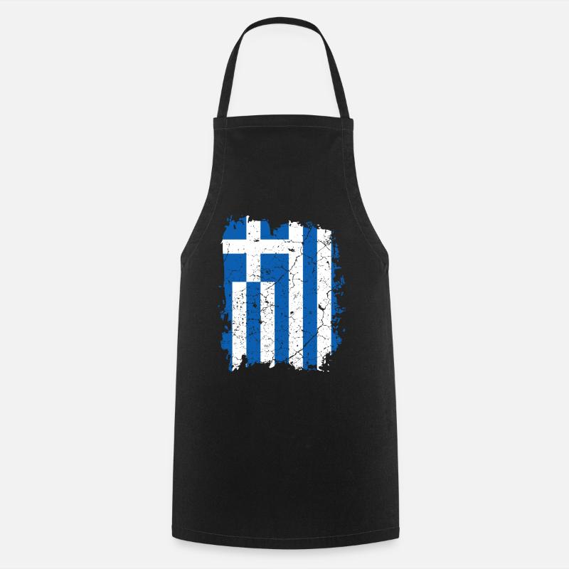 Drapeau de la Grèce - Tablier de cuisine - noir