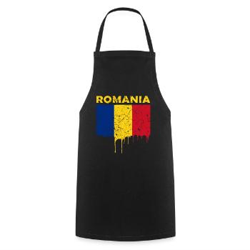 Romania - Cooking Apron - black - Front - AI Model Male 185 dark (185cm)