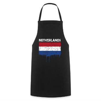 Netherlands flag - Cooking Apron - black - Front - AI Model Male 185 dark (185cm)
