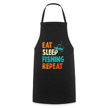 Fishing angler - Cooking Apron - black - Front - AI Model Male 185 dark (185cm)