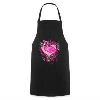 Flamant rose - Tablier de cuisine - noir - Devant - AI Model Male 185 dark (185cm)