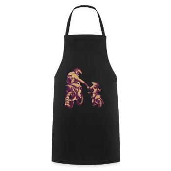 Motocross dirt bike dad and son motorcycle - Cooking Apron - black - Front - AI Model Male 185 dark (185cm)