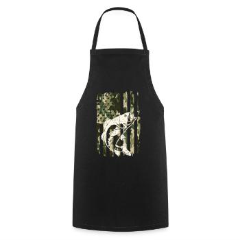 Perch fishing camouflage angler fishing - Cooking Apron - black - Front - AI Model Male 185 dark (185cm)