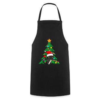 Schwarze Katze Weihnachten Xmas - Kochschürze - Schwarz - Vorne - AI Model Male 185 dark (185cm)