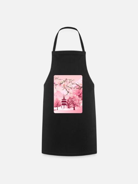 Japanese cherry blossom Japanese art - Cooking Apron - black