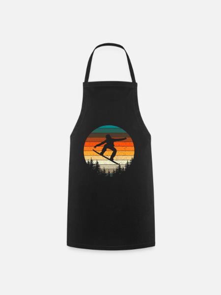 Vintage Snowboard Snowboarder - Tablier de cuisine - noir
