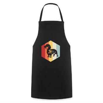 Retro vintage wire-haired dachshund design - Cooking Apron - black - Front - AI Model Male 185 dark (185cm)