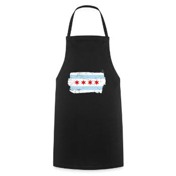 Chicago Flagge - Kochschürze - Schwarz - Vorne - AI Model Male 185 dark (185cm)