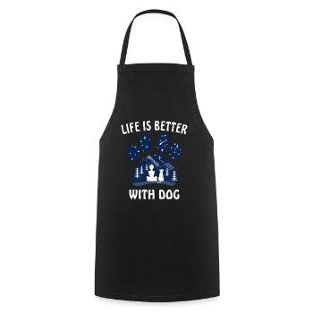 LA VIE DE L'EMPREINTE DU CHIEN EST MEILLEURE AVEC LE CHIEN - Tablier de cuisine - noir - Devant - AI Model Male 185 dark (185cm)