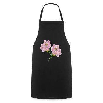 Pink peonies - Cooking Apron - black - Front - AI Model Male 185 dark (185cm)