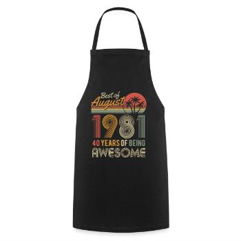 Août 1981 né 40 anniversaire Rétro Vintage - Tablier de cuisine - noir - Devant - AI Model Male 185 dark (185cm)