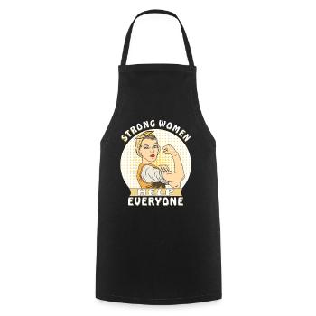 STRONG WOMEN HELP EVERYONE - Cooking Apron - black - Front - AI Model Male 185 dark (185cm)
