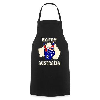 HAPPY AUSTRALIA - Cooking Apron - black - Front - AI Model Male 185 dark (185cm)