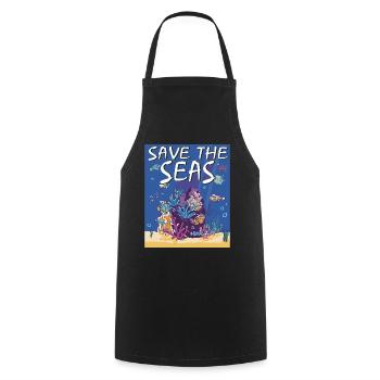 SAVE THE SEAS - Cooking Apron - black - Front - AI Model Male 185 dark (185cm)