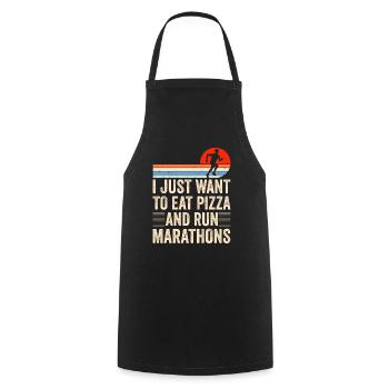 Pizza Und Marathon Läufer Laufen - Kochschürze - Schwarz - Vorne - AI Model Male 185 dark (185cm)