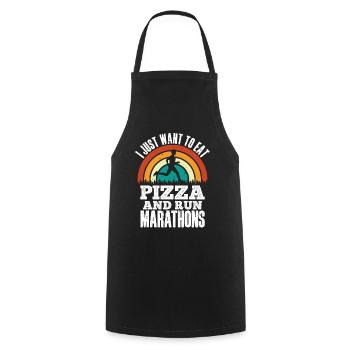 Pizza Und Marathon Läufer Laufen - Kochschürze - Schwarz - Vorne - AI Model Male 185 dark (185cm)