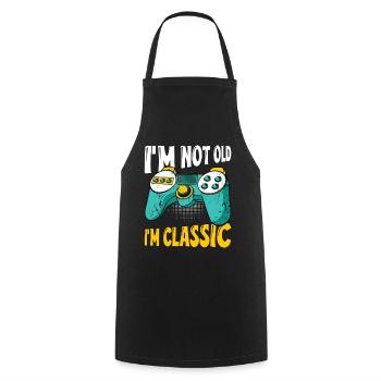 Video Games Spruch Classic Zocken - Kochschürze - Schwarz - Vorne - AI Model Male 185 dark (185cm)