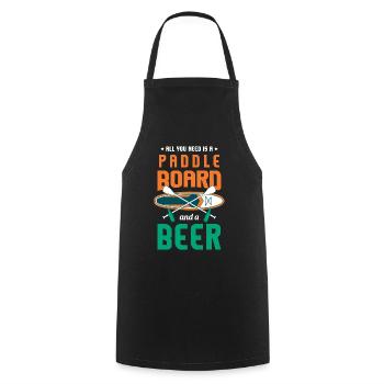 Tout ce dont vous avez besoin est une planche à pagaie et de la bière - Tablier de cuisine - noir - Devant - AI Model Male 185 dark (185cm)