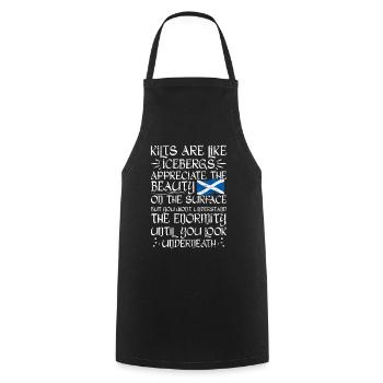 Schottischer Kilt Tracht - Schottenrock Schottland - Kochschürze - Schwarz - Vorne - AI Model Male 185 dark (185cm)