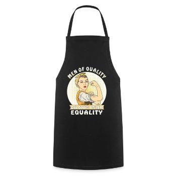 LES HOMMES DE QUALITÉ NE CRAIGNENT PAS L’ÉGALITÉ - Tablier de cuisine - noir - Devant - AI Model Male 185 dark (185cm)