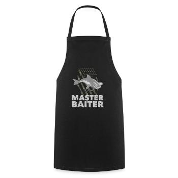 Master Baiter - Wels Catfish Hunter - Kochschürze - Schwarz - Vorne - AI Model Male 185 dark (185cm)