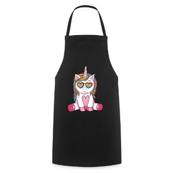 LGBTQ Gay Lesbian Trans CSD Unicorn Gay Pride - Cooking Apron - black - Front - AI Model Male 185 dark (185cm)