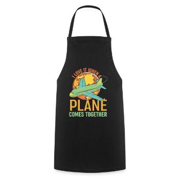 Pilot Flugzeug Aircraft - Cooking Apron - black - Front - AI Model Male 185 dark (185cm)