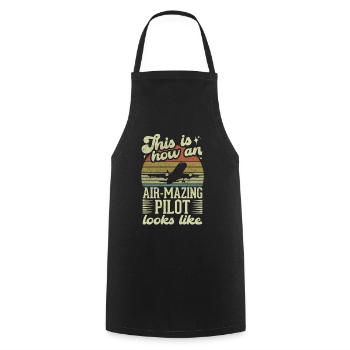 Aircraft Pun Airmazing Pilot - Pilote de ligne - Tablier de cuisine - noir - Devant - AI Model Male 185 dark (185cm)