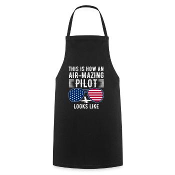 Aircraft Pun Airmazing Pilot - Pilote de ligne - Tablier de cuisine - noir - Devant - AI Model Male 185 dark (185cm)