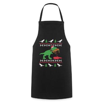 Pull de Noël moche T Rex Humour Noël - Tablier de cuisine - noir - Devant - AI Model Male 185 dark (185cm)