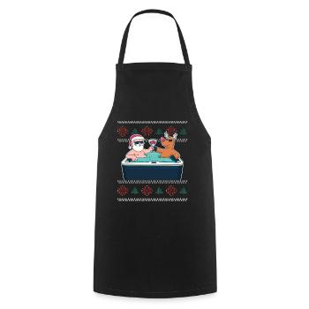 Ugly Xmas Sweater Reindeer Santa Claus - Cooking Apron - black - Front - AI Model Male 185 dark (185cm)